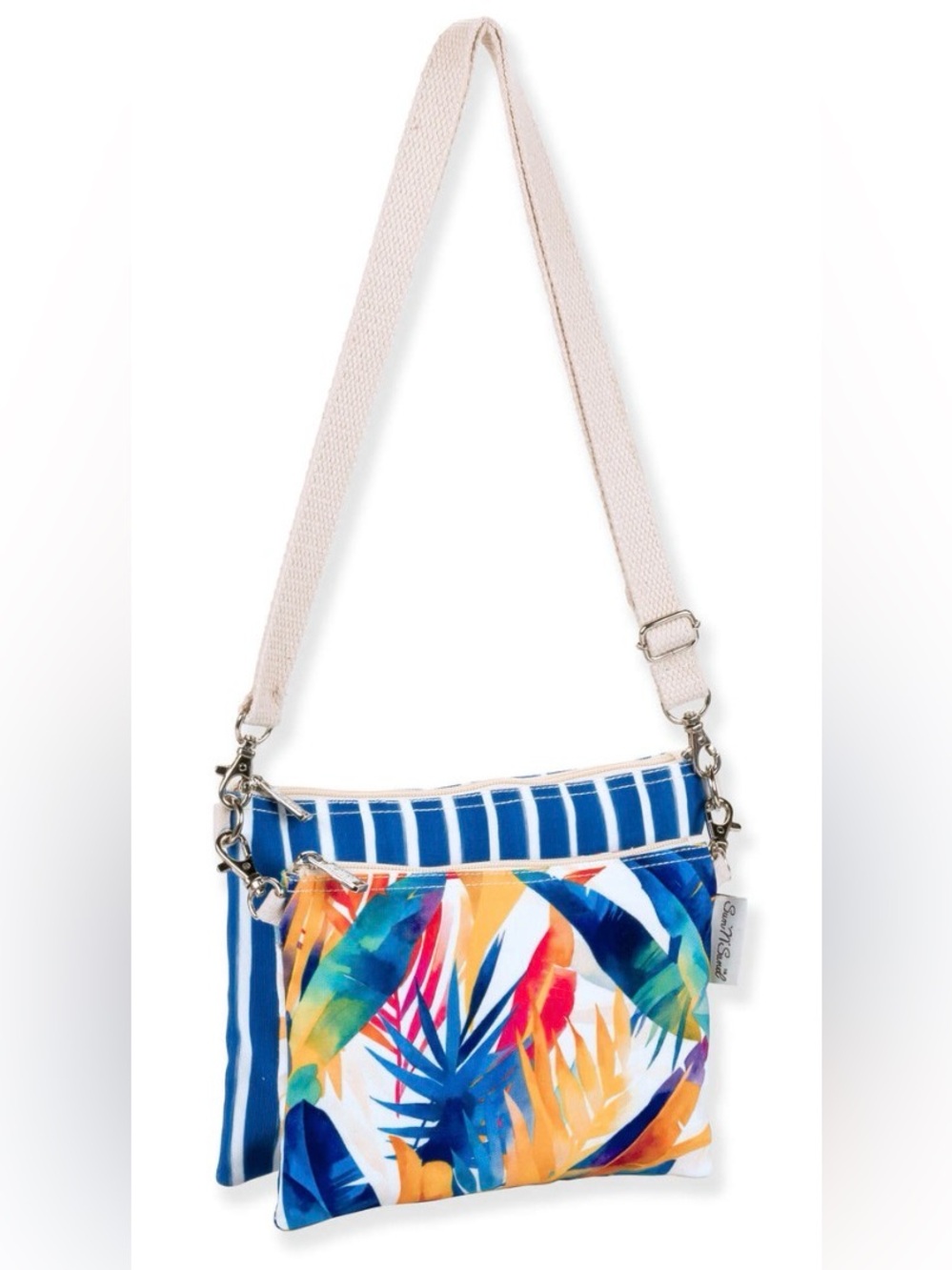 NWT! Sun ‘N’ Sand VIBRANT TROPICAL LEAVES Two in One Crossbody Bag